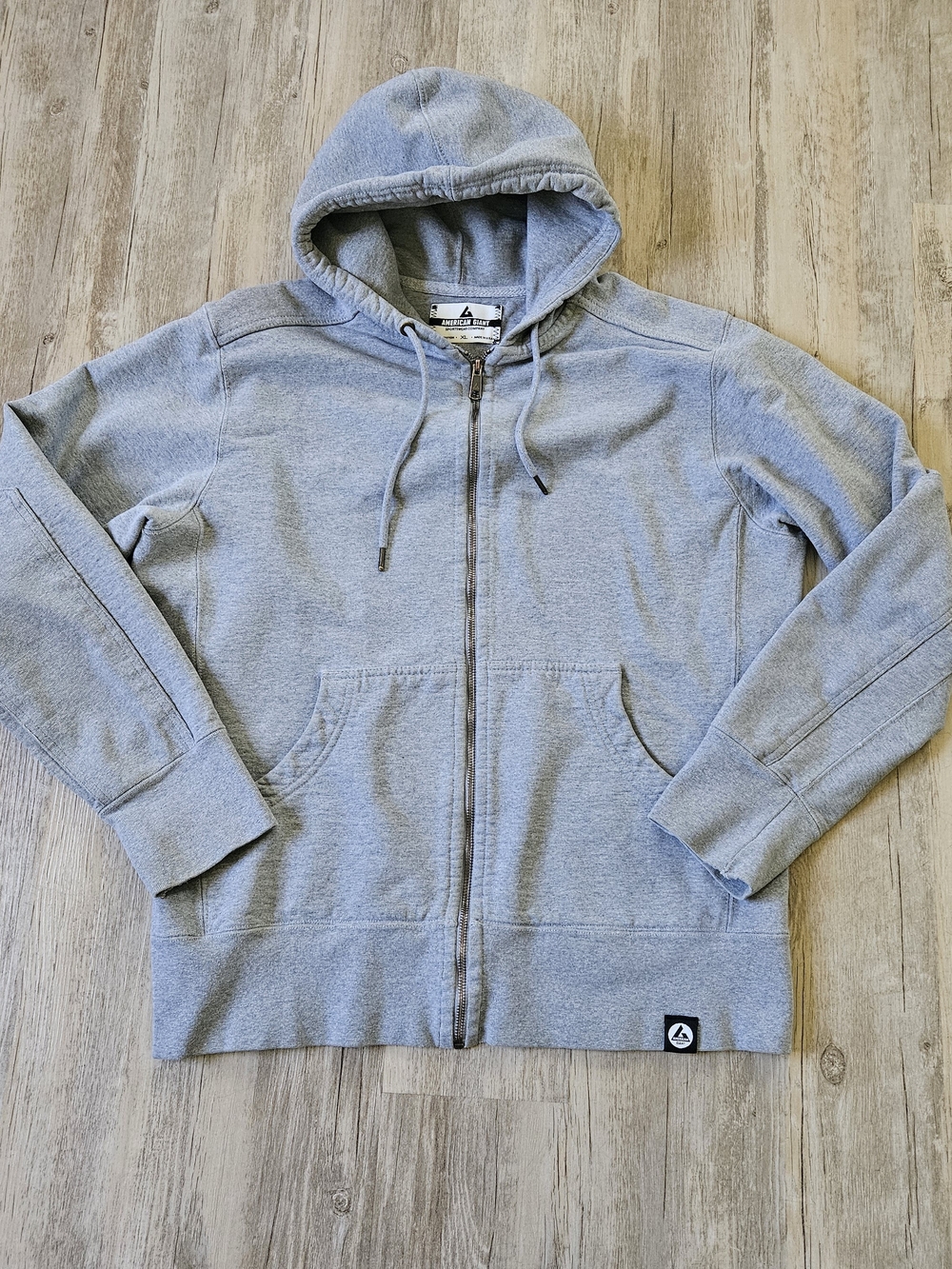 American Giant Men's Light Gray Heavyweight Full-Zip Hoodie Sweatshirt XL